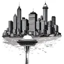 Rajesh, gemini, Seattle skyline silohuette tattoo design idea