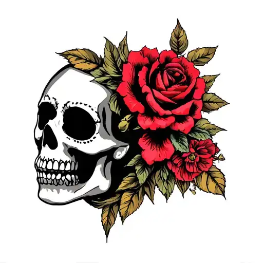 i have a black and grey santa muerte on my shoulder. i want to get the rest of my tattoos in color in american tradition tattoo design idea