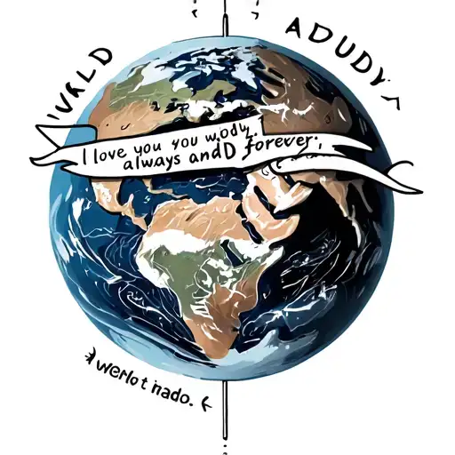 A world and inside says world in the middle and then around it I love you always and forever daddy tattoo design idea