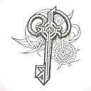 key blade stylized tattoo design idea