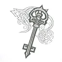 key blade stylized tattoo design idea