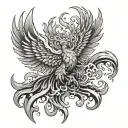 phoenix rising from flames tattoo design idea