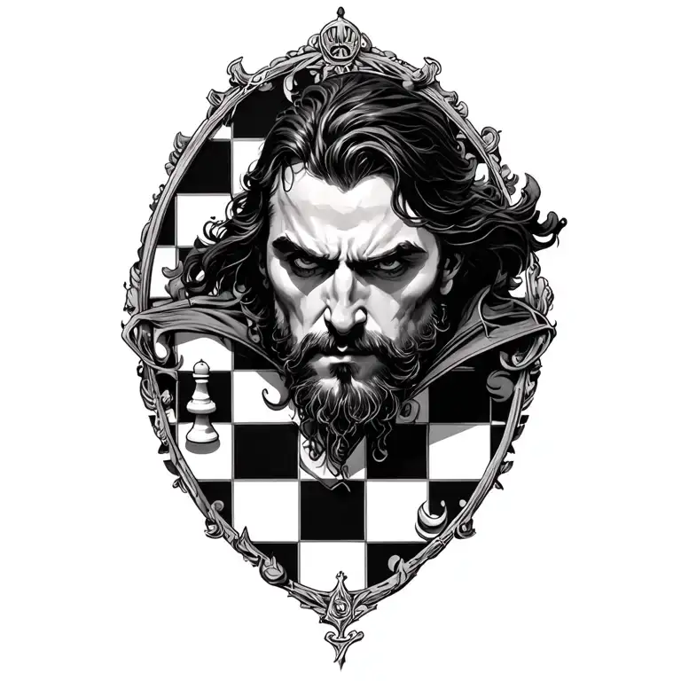 Dr strange over a chess board tattoo design idea