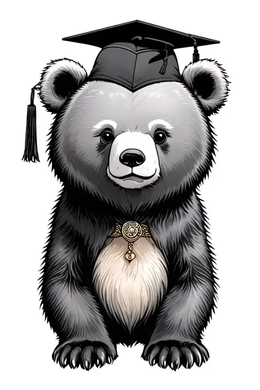 graduation bear tattoo design idea