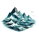 mountain with ocean waves tattoo design idea