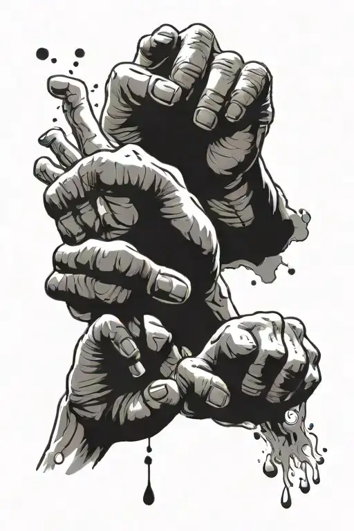 vertical list of - high five, fist bump, yes queen and kaboom. and images of them  tattoo design idea