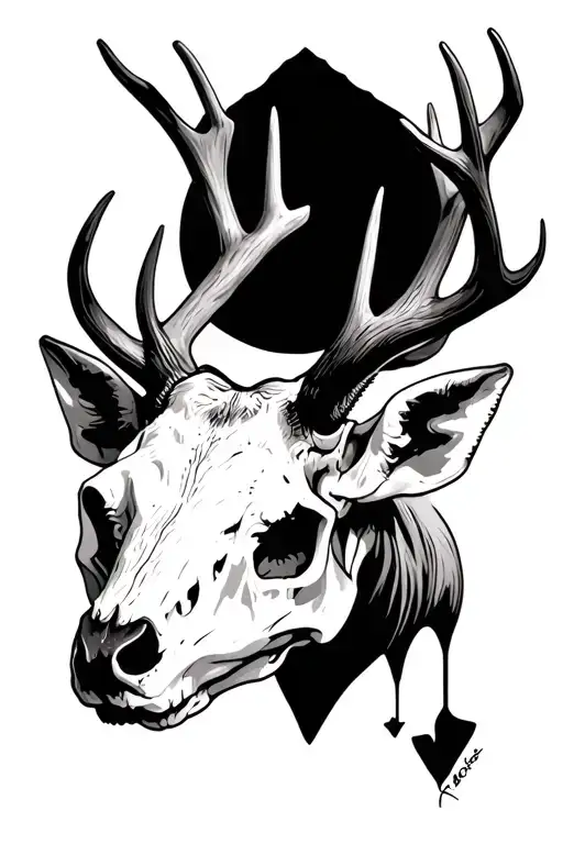 white tail deer skull tattoo design idea