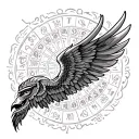 spread wings on knee mayan calendar tattoo design idea