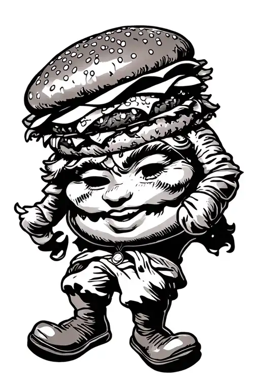 hamburger person tattoo design idea