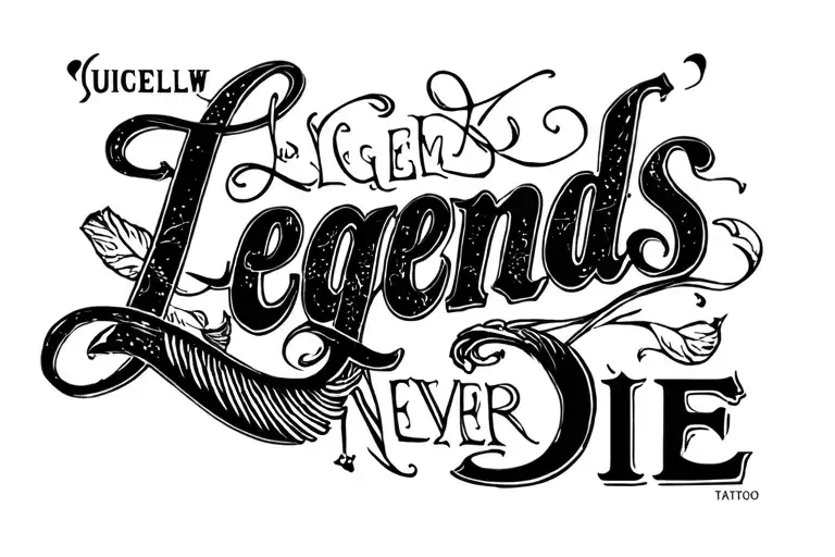 "Legends Never Die" juicewlrd 999 tattoo design idea