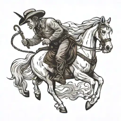 death dressed as a cowboy riding a white horse tattoo design idea