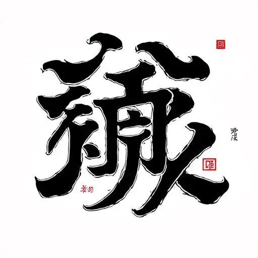 A small, modern chest tattoo on the right pec. Centered is the Chinese character for ambition (志向) in sleek black lines  tattoo design idea