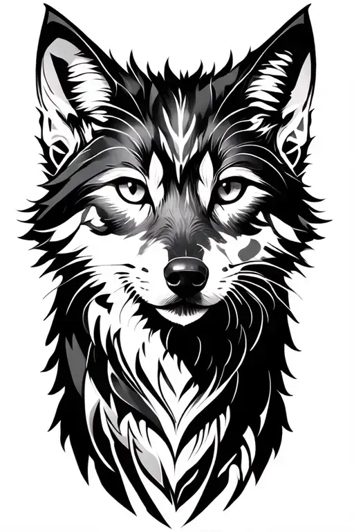 Wolf, Cat, mechanical tattoo design idea