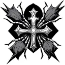 spider and cross and bolt striking blackwork tattoo tattoo design idea
