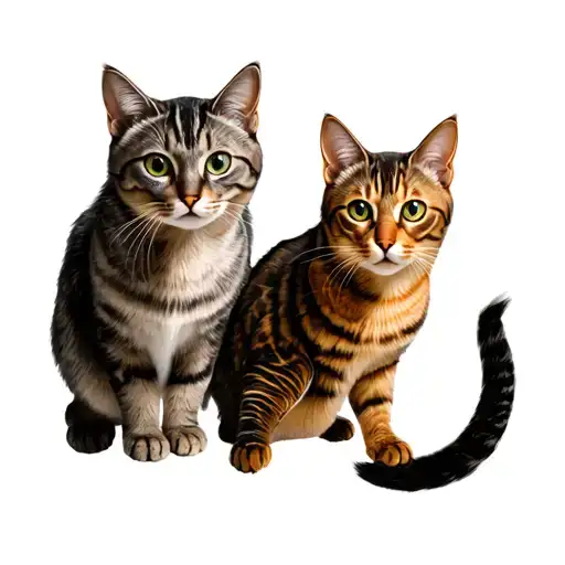 gray tabby cat and tortoise shell cat tattoo design idea
