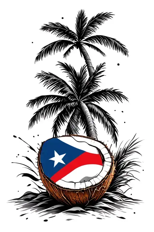 coconut tree puerto rican flag incorporated tattoo design idea