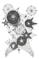 zodiac star constellation intertwined Gemini Libra Capricorn Aries tattoo design idea