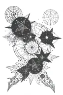 zodiac star constellation intertwined Gemini Libra Capricorn Aries tattoo design idea