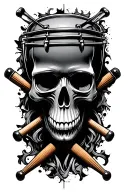 3d skull with drum sticks crossed tattoo design idea