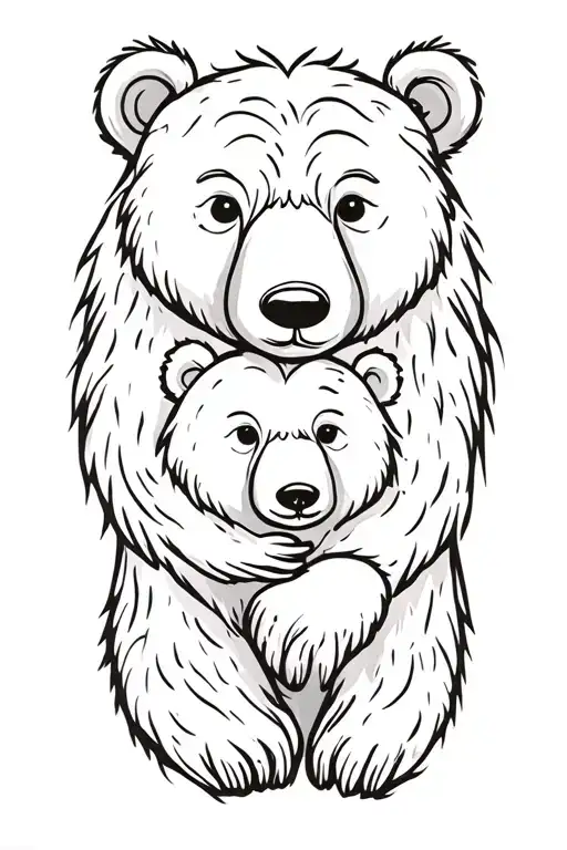 baby bear with mama bear tattoo design idea