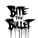 dark abstract, expressive blackwork, raw brush strokes saying bite the bullet tattoo design idea