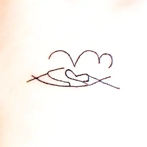 small plane with heart simple, delicate tattoo design idea