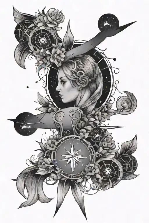 constellation Aries Virgo and Sagittarius symbol tattoo design idea