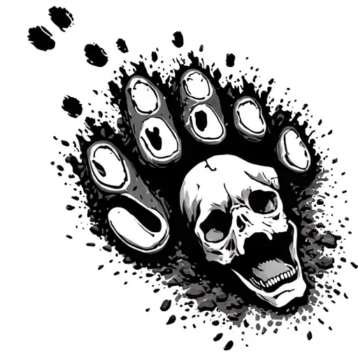 Dog Paw in dirt with a dog skull coming out, mouth open.  Boot Prints walking up one side of paw print.  101st Airborne  tattoo design idea