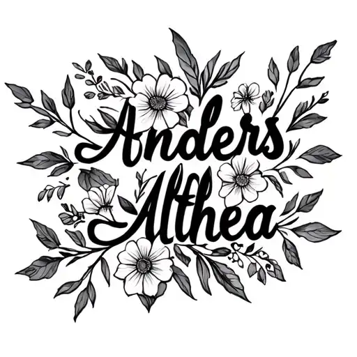"AndersAlthea" simple floral design combining tattoo design idea