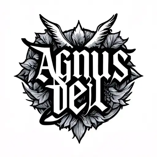 agnus dei lettering tattoo simple tattoo design idea