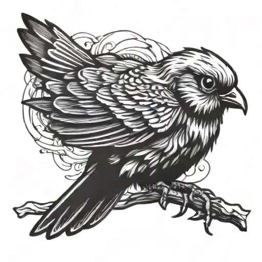 Crybaby lil peep bird perched tattoo design idea
