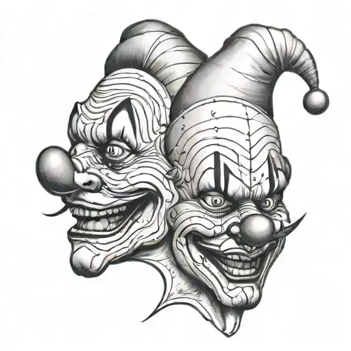 clown head facing other way  tattoo design idea