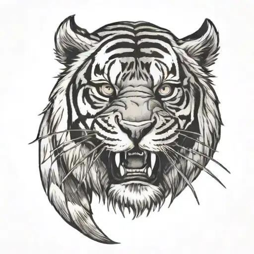 saber tooth tiger tattoo design idea