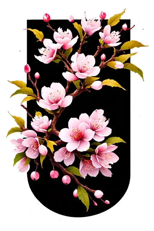 akebono cherry blossom branch tattoo design idea