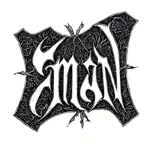 "Eman" i want to write my name not that big. in a very old letter like sumerian. give me options tattoo design idea
