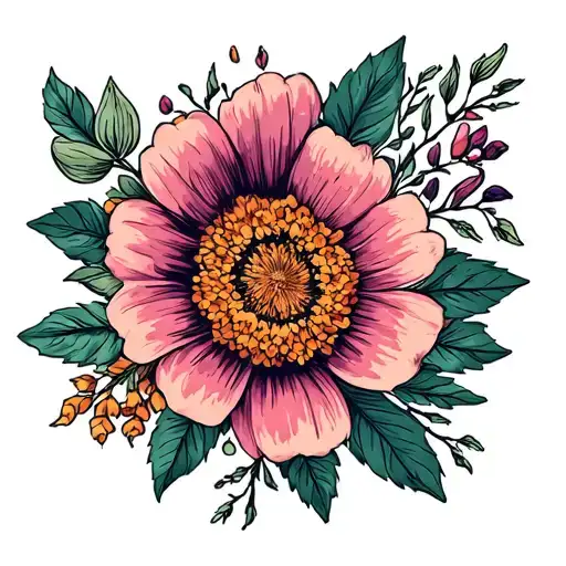 November And March and October Birth Flower tattoo design idea