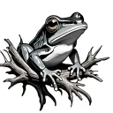 tree frog sitting on branch tattoo design idea