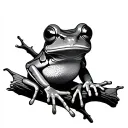 tree frog sitting on branch tattoo design idea