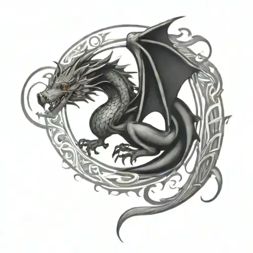 Ouroboros dragon circle with a surprise twist tattoo design idea