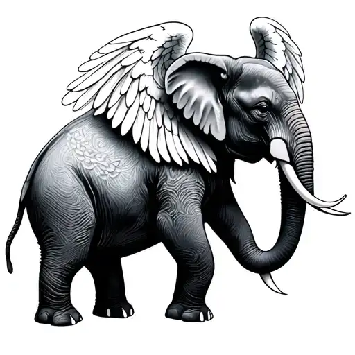 Angel Elephant tattoo design idea