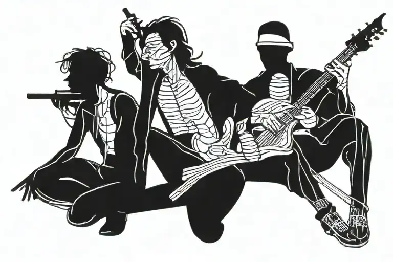 4 stick figures in a line tattoo tattoo design idea