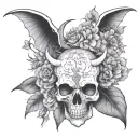 devil angel moon flower tattoo design idea