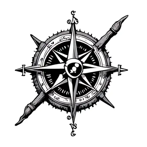 pirate compass tattoo design idea