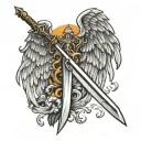 angel wings with sword tattoo design idea