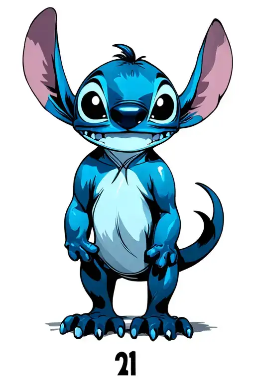 stitch from lilo and stitch with twenty one pilots logo tattoo design idea