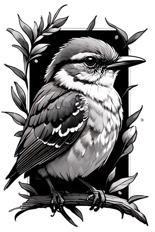 mocking bird sitting tattoo design idea
