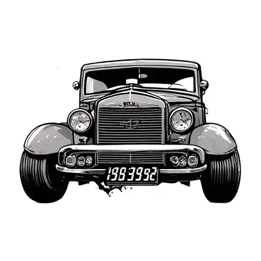 car grill digital clock tattoo design idea