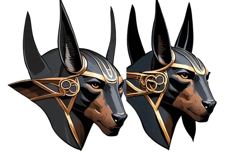 Anubis with a circle in the head with tips and muscular tattoo design idea