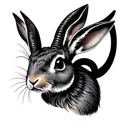 Rabbit and Capricorn symbol tattoo design idea