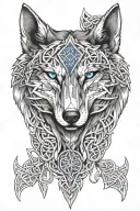 Wolf With Blue Eyes On Armor Featuring Celtic Trinity Knot  tattoo design idea
